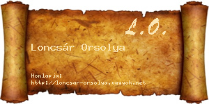 Loncsár Orsolya névjegykártya